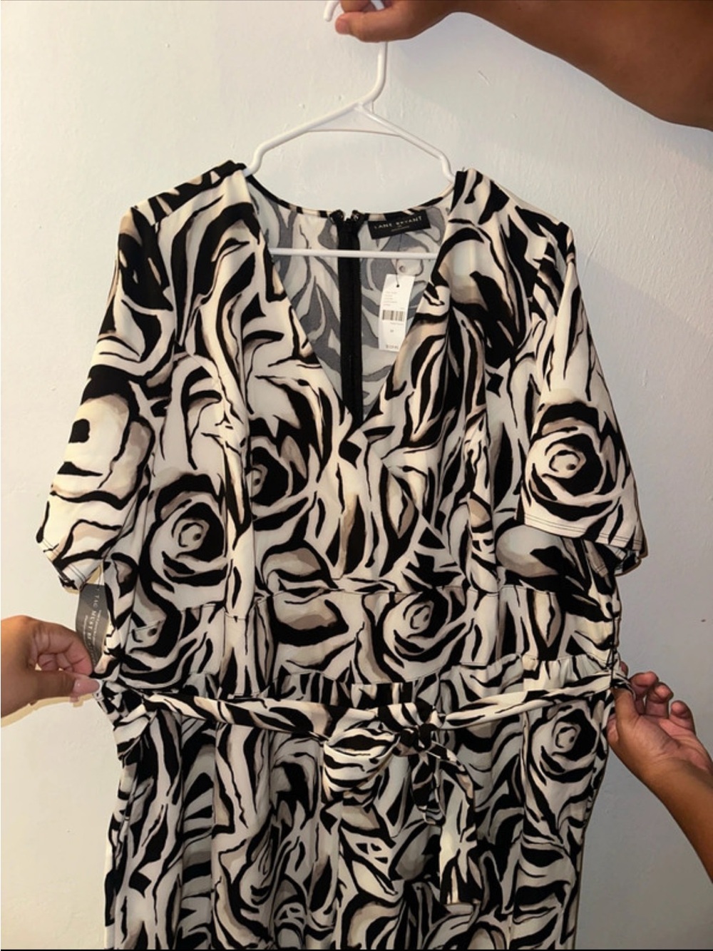 Lane Bryant Black and White Floral Print jumpsuit
